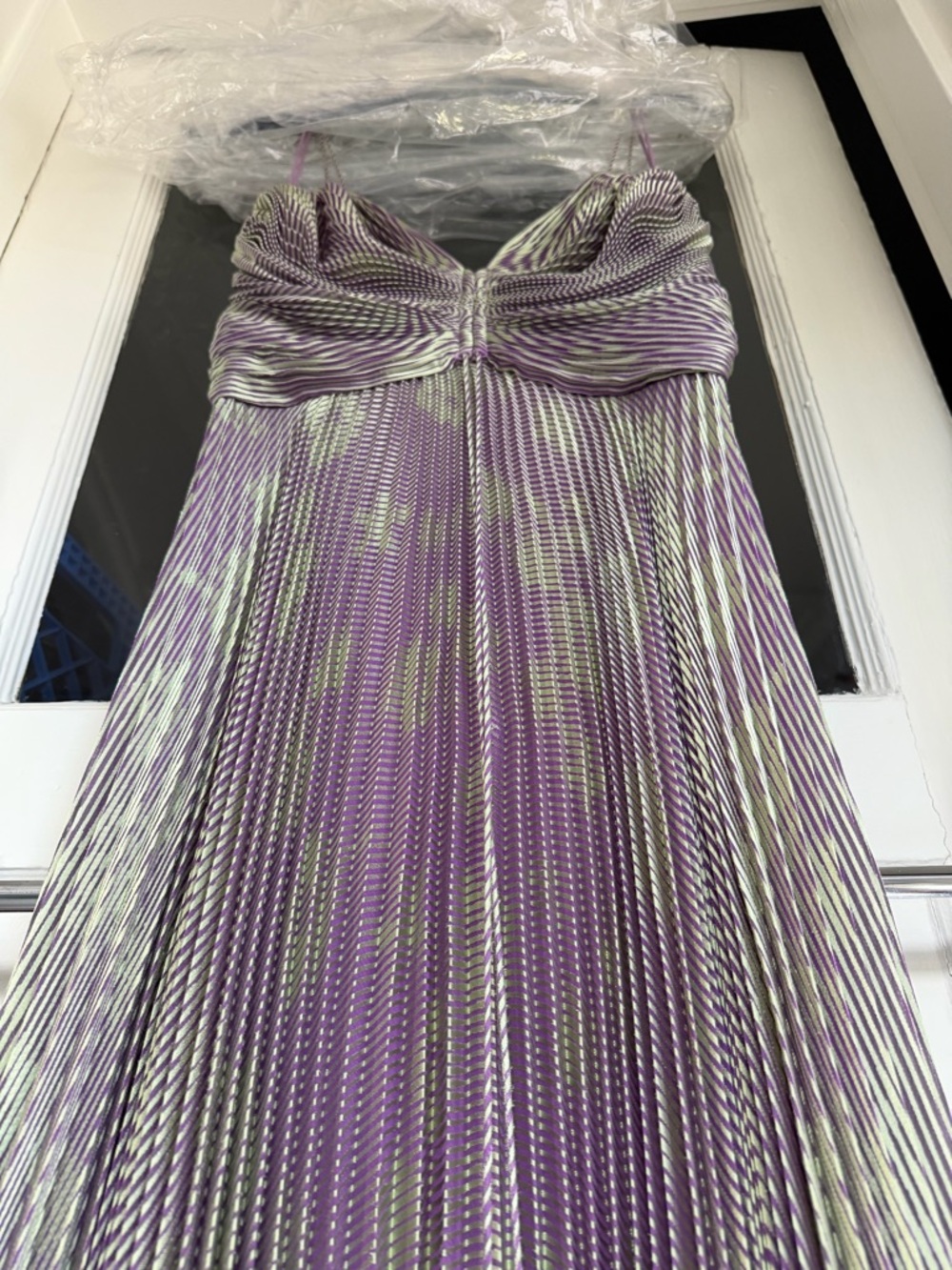 SOLD. Alexis Lavender Pleated Spaghetti-Strap Maxi Dress - Picture 6 of 7